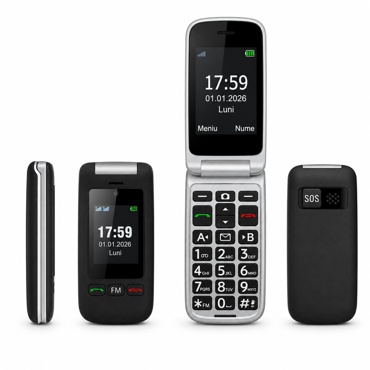 Telefon mobil cu clapetă Artfone C10 pentru seniori, cu taste mari și buton SOS [2]