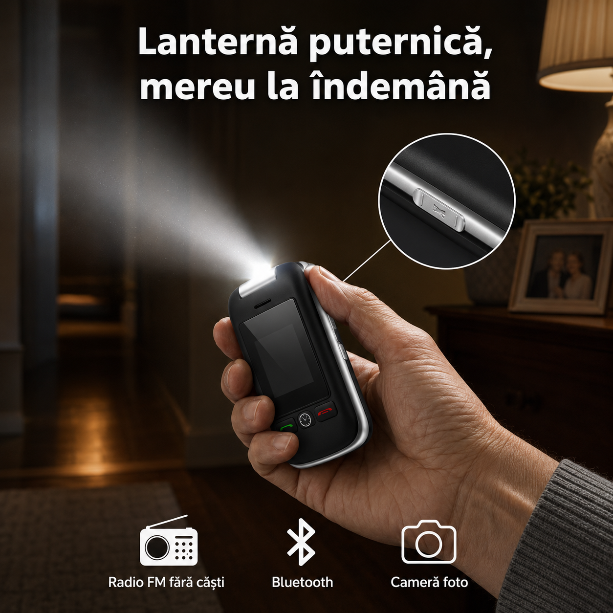 Telefon mobil cu clapetă Artfone C10 pentru seniori, cu taste mari și buton SOS [8]