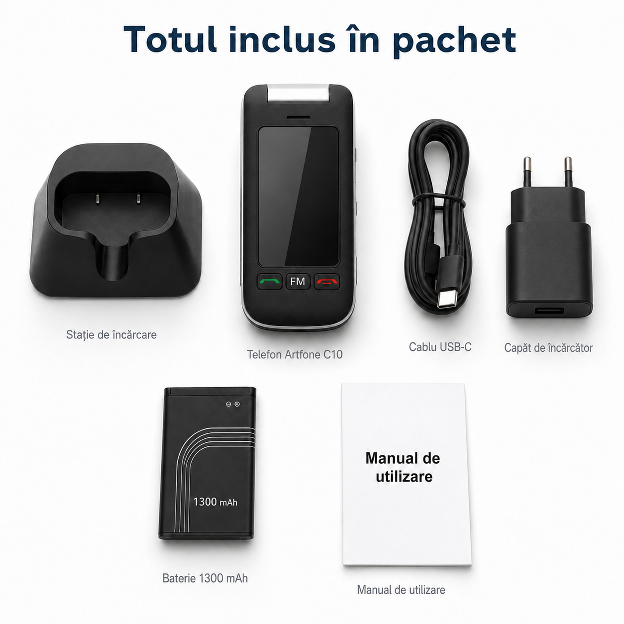 Telefon mobil cu clapetă Artfone C10 pentru seniori, cu taste mari și buton SOS [9]