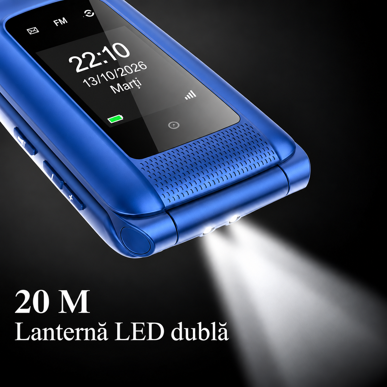 Telefon seniori Uleway G380D cu clapetă, buton SOS și taste mari, albastru [5]