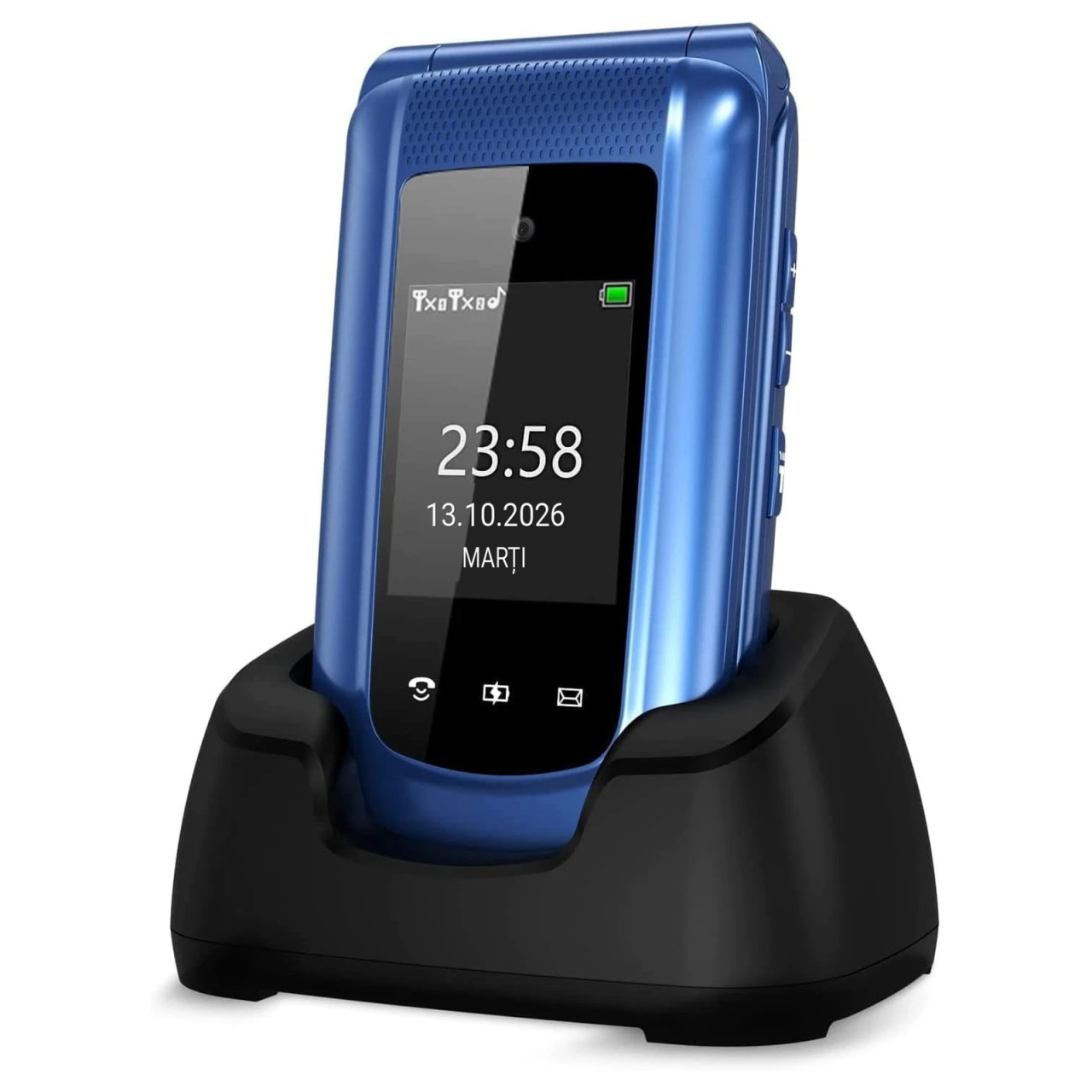 Telefon seniori Uleway G380D cu clapetă, buton SOS și taste mari, albastru [2]