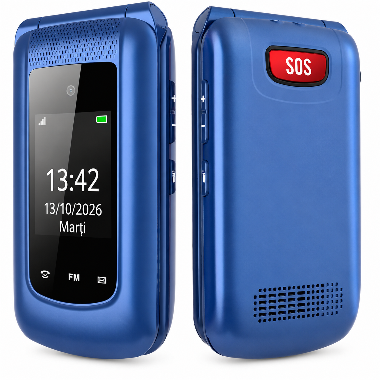 Telefon seniori Uleway G380D cu clapetă, buton SOS și taste mari, albastru [3]