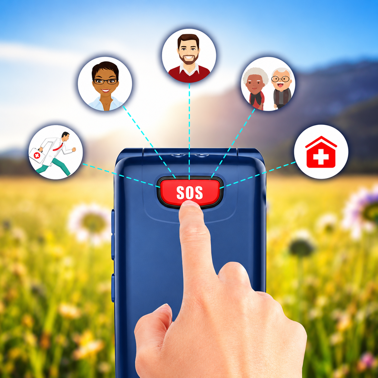 Telefon seniori Uleway G380D cu clapetă, buton SOS și taste mari, albastru [7]