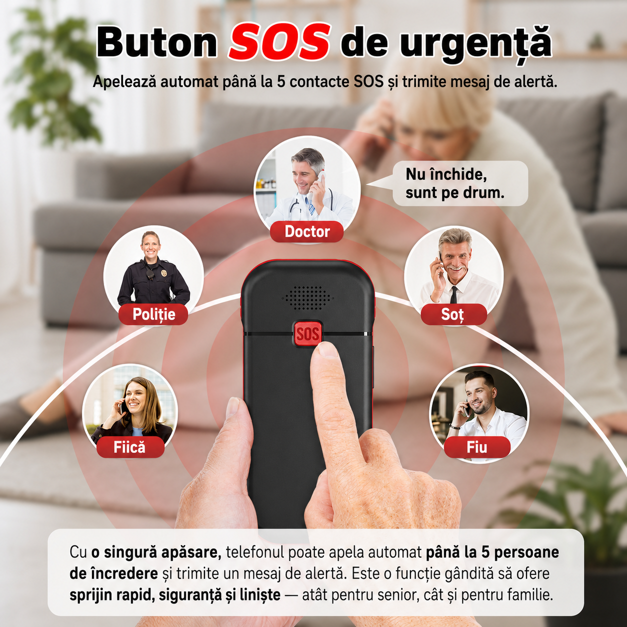 Telefon Uleway G180 pentru seniori cu taste mari, buton SOS și dock de încărcare [5]