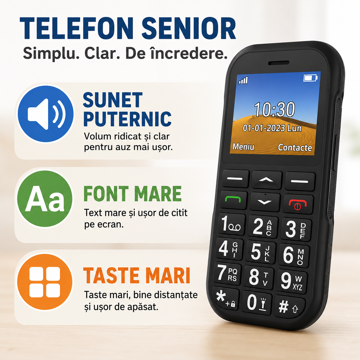 Telefon Uleway G180 pentru seniori cu taste mari, buton SOS și dock de încărcare [2]