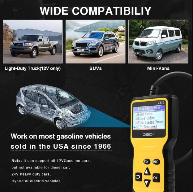 Tester Auto Profesional OBD2 VALVIRTALEX V310 – Citire și Ștergere Coduri Motor | Ecran LCD 2.8 [5]
