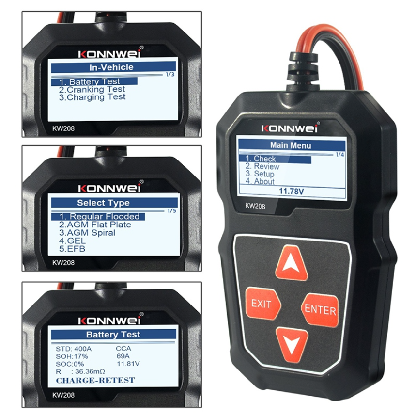 Tester baterie auto KONNWEI KW208 – Valvirtalex® [2]