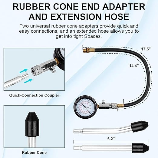 Tester compresie cilindri motor benzină – set profesional [2]