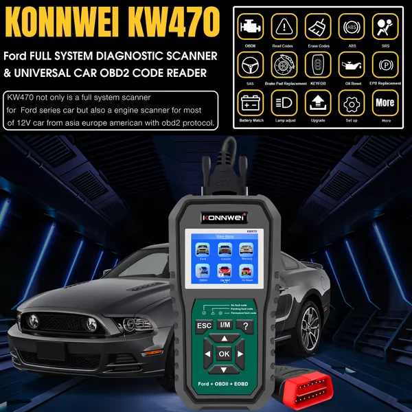 Tester diagnoza auto KONNWEI KW470 OBD2 Ford baterie [4]
