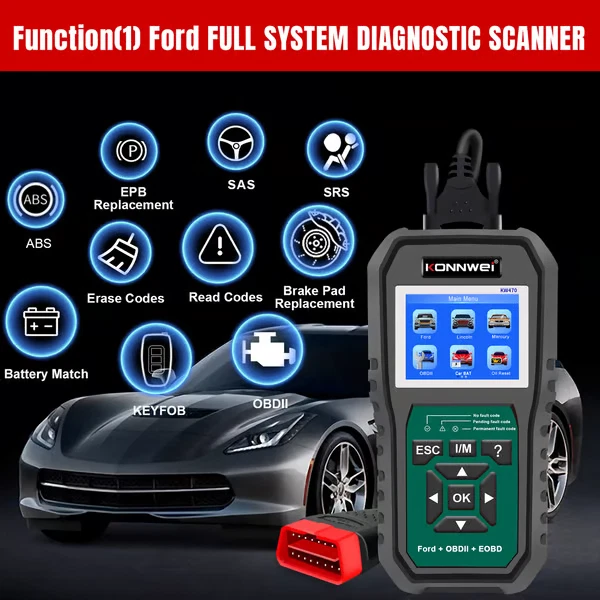 Tester diagnoza auto KONNWEI KW470 OBD2 Ford baterie [3]
