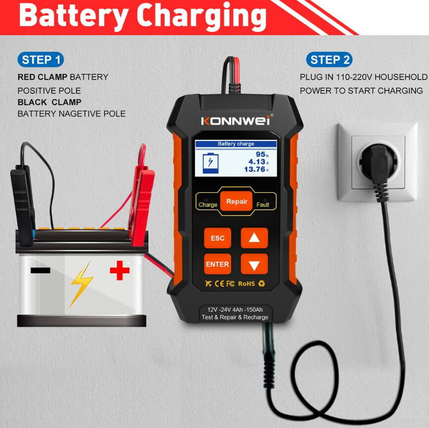 Tester și Redresor Inteligent Valvirtalex KW520 12V/24V 3 în 1 cu LCD [10]