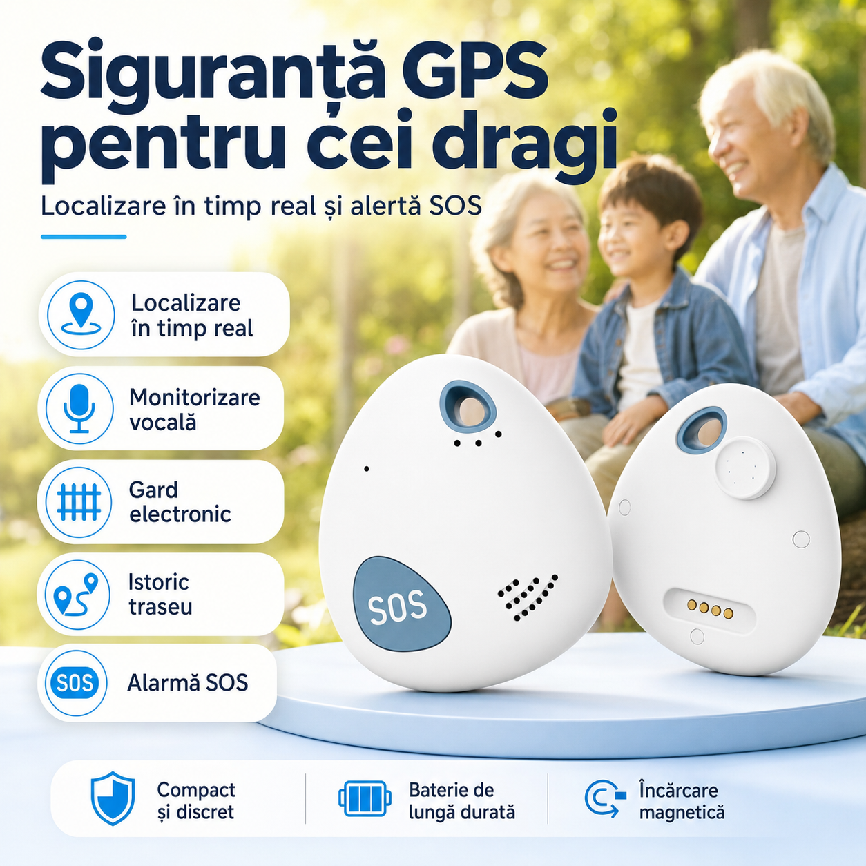 Tracker GPS 4G M6 alb cu buton SOS pentru copii și seniori [4]