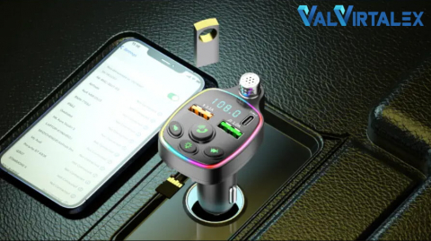 Modulator FM Auto VALVIRTALEX® Q11 Bluetooth 5.0, RGB, USB-C, Afișaj Digital [4]