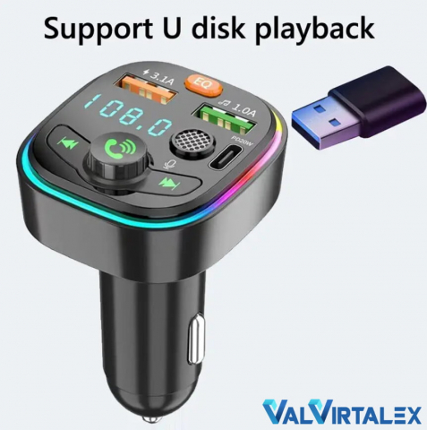 Modulator FM Auto Bluetooth VALVIRTALEX® Q6 cu LED și Încărcare 20W [5]