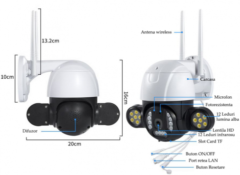Cameră Supraveghere PTZ Wireless V380 Plus cu Viziune Nocturnă Color [8]