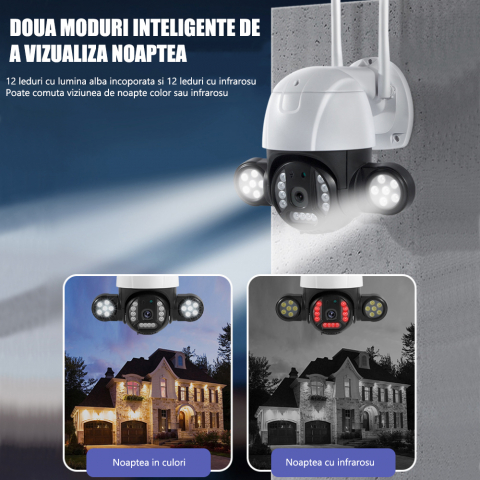 Cameră Supraveghere PTZ Wireless V380 Plus cu Viziune Nocturnă Color [6]