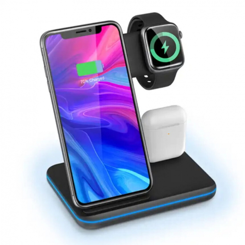 Încărcător Wireless 3 în 1 Valvirtalex – Qi, 15W, Touch LED, USB-C [2]