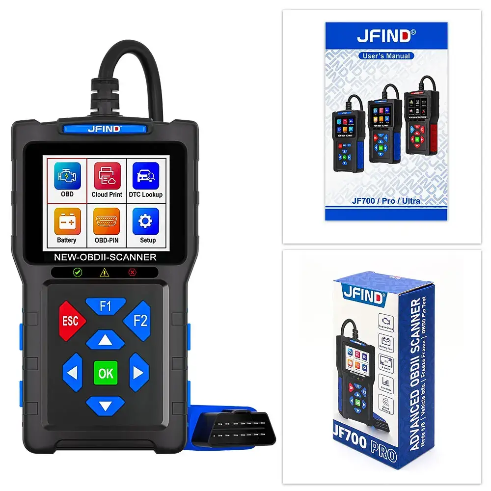 Testere & Diagnoze Auto - Scanner Auto OBD2 JF700 PRO – Test Baterie, Citire DTC, Live Data, 2.8” TFT, Multi-Language