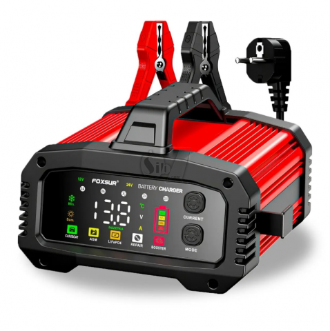 Auto - Redresor Auto FOXSUR FPT-250 12V/24V cu Ecran Color și Funcție BOOSTER