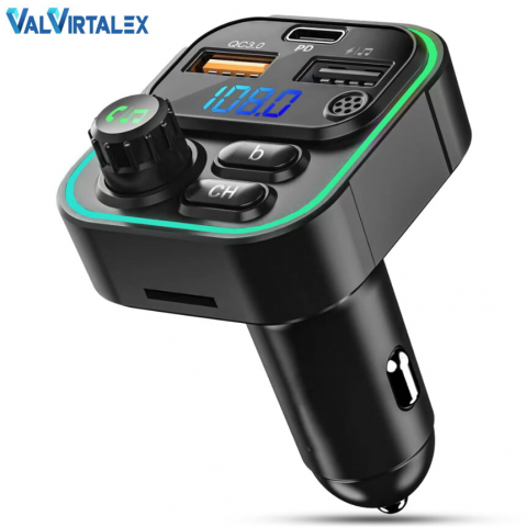 Alte electronice - Modulator FM Auto C17 Bluetooth 5.0, QC3.0, USB-C, Afișaj Digital și RGB