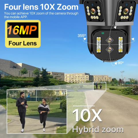 Cameră Supraveghere Wi-Fi ValVirtalex 6K cu 4 Lentile și Zoom Hibrid 10X [6]