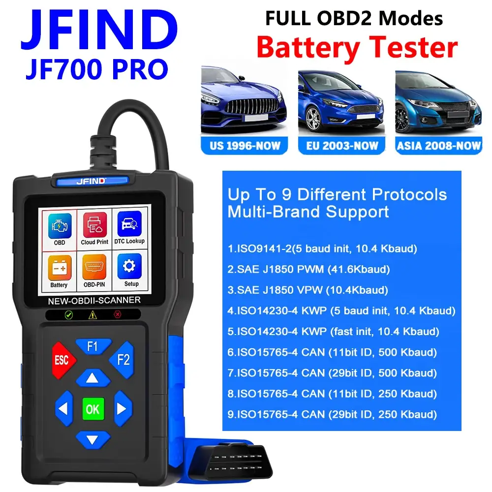 Scanner Auto OBD2 JF700 PRO – Test Baterie, Citire DTC, Live Data, 2.8” TFT, Multi-Language [2]