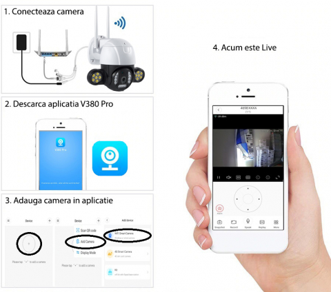 Cameră Supraveghere PTZ Wireless V380 Plus cu Viziune Nocturnă Color [2]