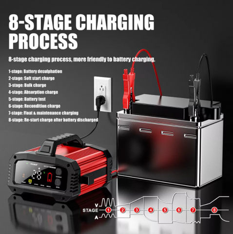 Redresor Auto FOXSUR FPT-250 12V/24V cu Ecran Color și Funcție BOOSTER [6]