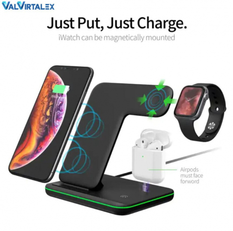 Încărcător Wireless 3 în 1 Valvirtalex – Qi, 15W, Touch LED, USB-C [3]