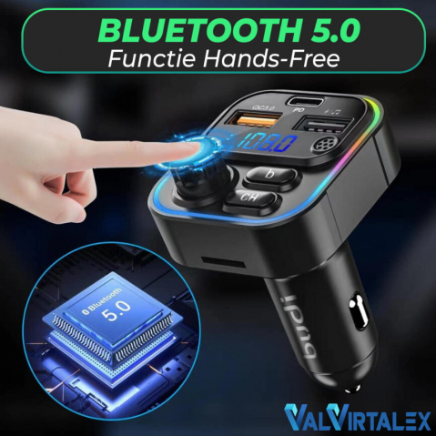Modulator FM Auto C17 Bluetooth 5.0, QC3.0, USB-C, Afișaj Digital și RGB [4]