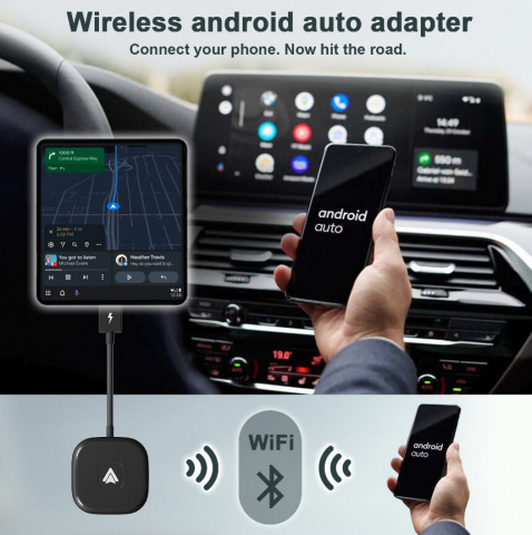 Adaptor Android Auto Wireless VALVIRTALEX® – Conexiune rapidă, Wi-Fi 5GHz, Plug & Play, Compatibil Android 11+ [4]