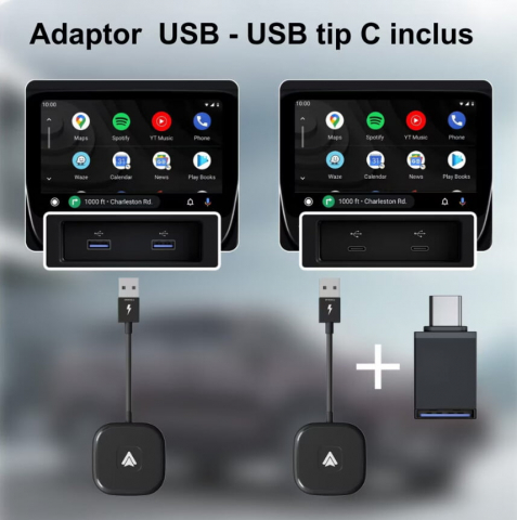 Adaptor Android Auto Wireless VALVIRTALEX® – Conexiune rapidă, Wi-Fi 5GHz, Plug & Play, Compatibil Android 11+ [5]