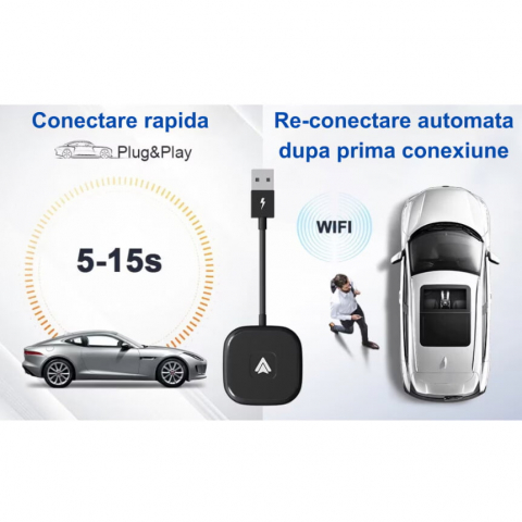 Adaptor Android Auto Wireless VALVIRTALEX® – Conexiune rapidă, Wi-Fi 5GHz, Plug & Play, Compatibil Android 11+ [3]