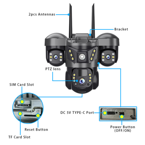 Camera supraveghere 4G solara V380 Solar 3P6C 4G PTZ exterior [2]