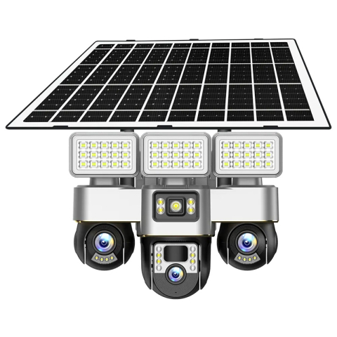 Camere de supraveghere - Cameră supraveghere solară V380 WiFi 4G triplă lentilă