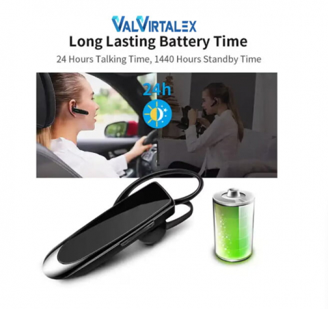 Cască Bluetooth VALVIRTALEX® K200 cu Microfon și Autonomie 24h – Bluetooth 5.0, Conectivitate Duală, CVC 6.0 [1]