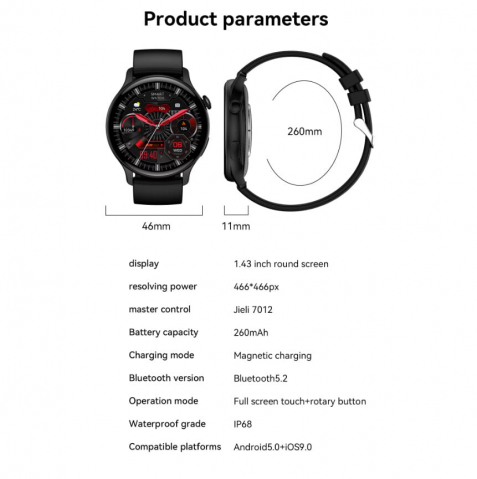 Smartwatch Valvirtalex AMOLED 1.43 – Ceas inteligent fitness cu notificări și monitorizare sănătate [1]