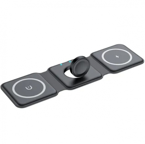 Alte electronice - Încărcător Wireless Pliabil 3 în 1 VALVIRTALEX® pentru iPhone, Apple Watch și AirPods – Negru