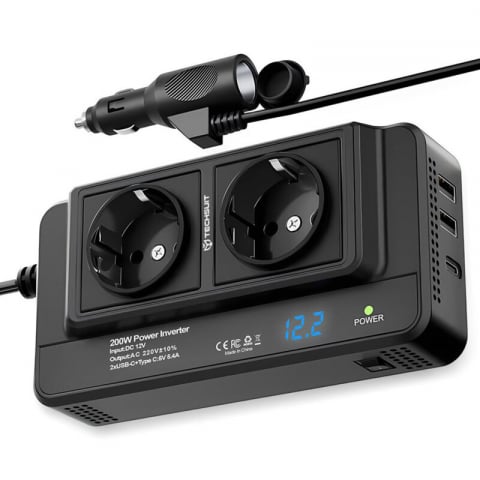 Invertoare auto - Invertor Auto ValVirtalex 200W-400W cu USB-C și Afișaj Digital