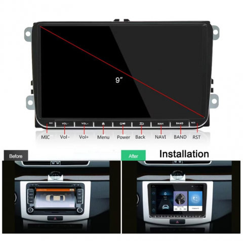 Navigație Android 9 inch Valvirtalex 2GB 32GB – Compatibilă cu VW Passat B6, Golf 5, Skoda, Seat – Sistem Multimedia Auto [4]