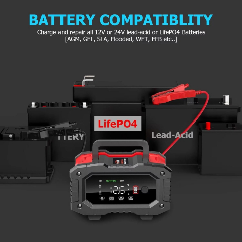 Redresor auto digital FPT‑100 12V/24V LCD 20A [2]