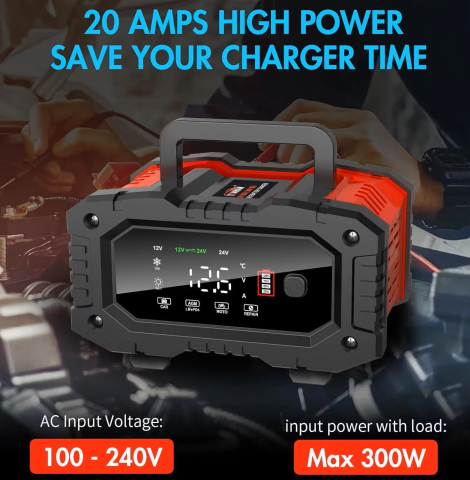Redresor auto digital FPT‑100 12V/24V LCD 20A [3]