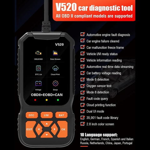 Diagnoză Auto OBD2 V520 – Scanner Profesional cu Ecran 2,8” [4]