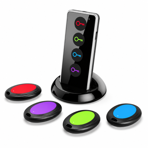Set dispozitiv inteligent de localizare chei si obiecte Key Finder, 4 receptoare, multicolor