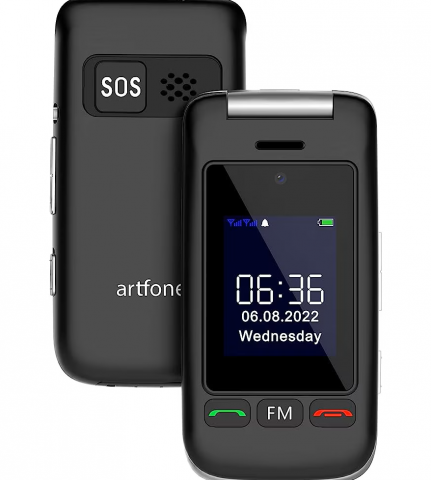 Telefoane mobile Seniori - Telefon Mobil Artfone C10 – Clapetă, SOS, Taste Mari, Negru