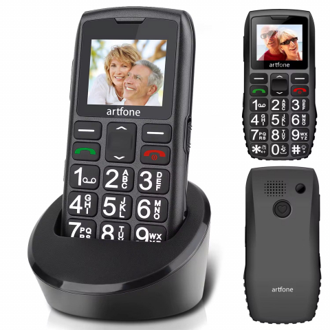 Telefon Artfone C1 pentru Seniori – Taste Mari, SOS, Stand Încărcare [1]