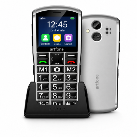 Black Friday 2025 - Telefon cu taste mari pentru seniori Artfone A400 4G cu dock de încărcare și buton SOS
