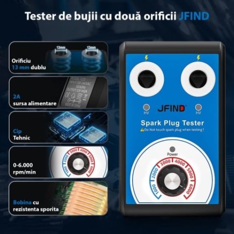 Tester bujii auto JFIND B0198-1 cu 2 orificii și frecvență reglabilă [4]