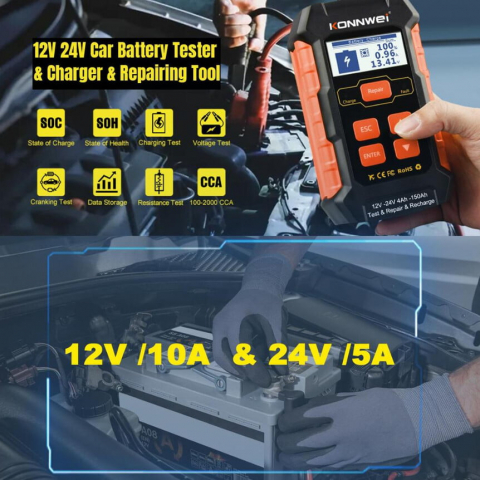 Tester și Redresor Inteligent Valvirtalex KW520 12V/24V 3 în 1 cu LCD [3]