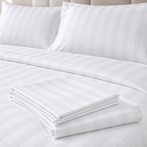 LENJERII HOTELIERE - Cearșaf de Pilotă Hotelier Damasc 100% Bumbac Alb